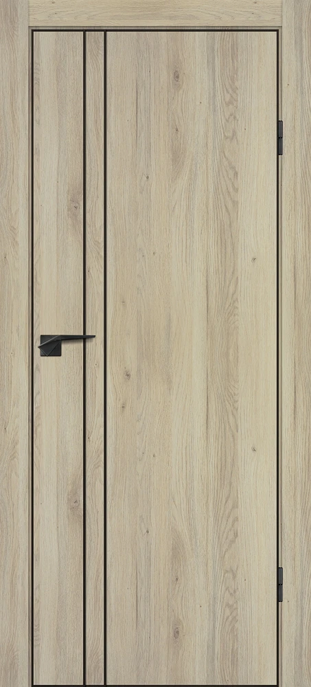 Фото Межкомнатная дверь P-20  черный молдинг PET,  кромка ABS черная c 4-х ст. Дуб молочный