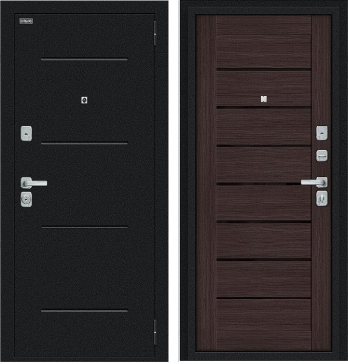 Дверь Браво Техно/BChrome Букле черное/Wenge Melinga